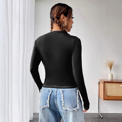 Damen Langarmshirt Hochwertiges Print Figurbetont Eveloria