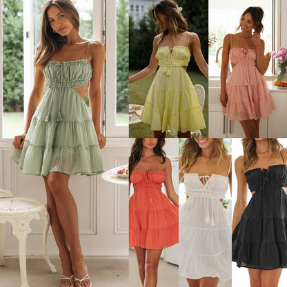 Damen Sommerkleid Eveloria Leicht Baumwolle Pastell - Eveloria