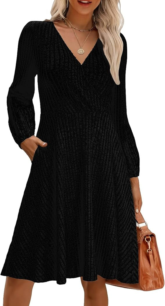 Damen Minikleid Viskose Strukturiert Voluminöse Ärmel Eveloria