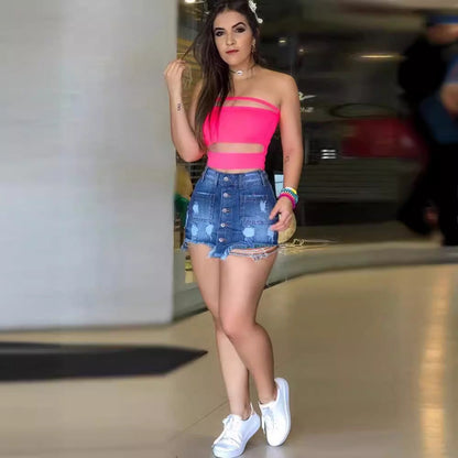 Damen Cropped und Denim Miniröcke Eveloria
