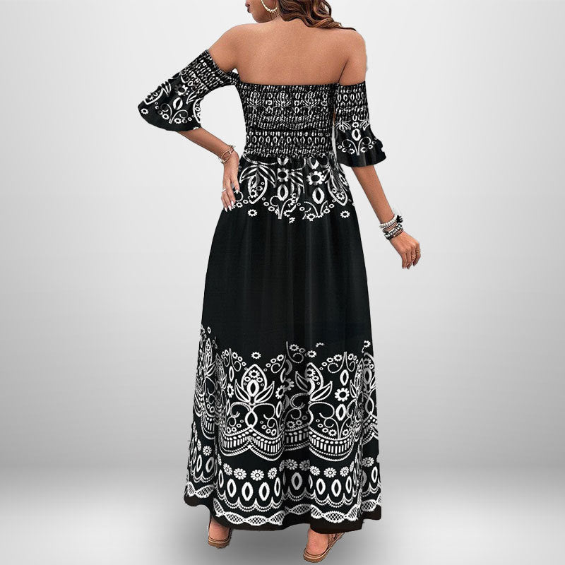Damen Maxikleid Schulterfrei mit Seitenschlitz Eveloria