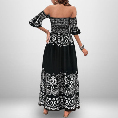 Damen Maxikleid Schulterfrei mit Seitenschlitz Eveloria