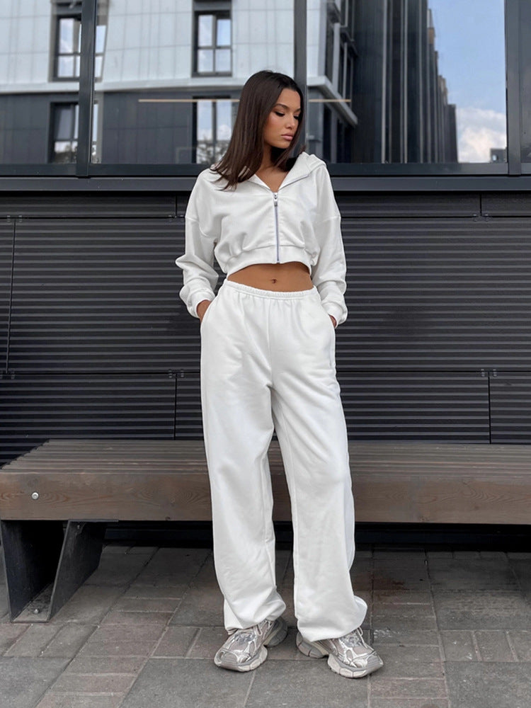 Damen Fleece-Loungewear-Set Weich Cropped Design