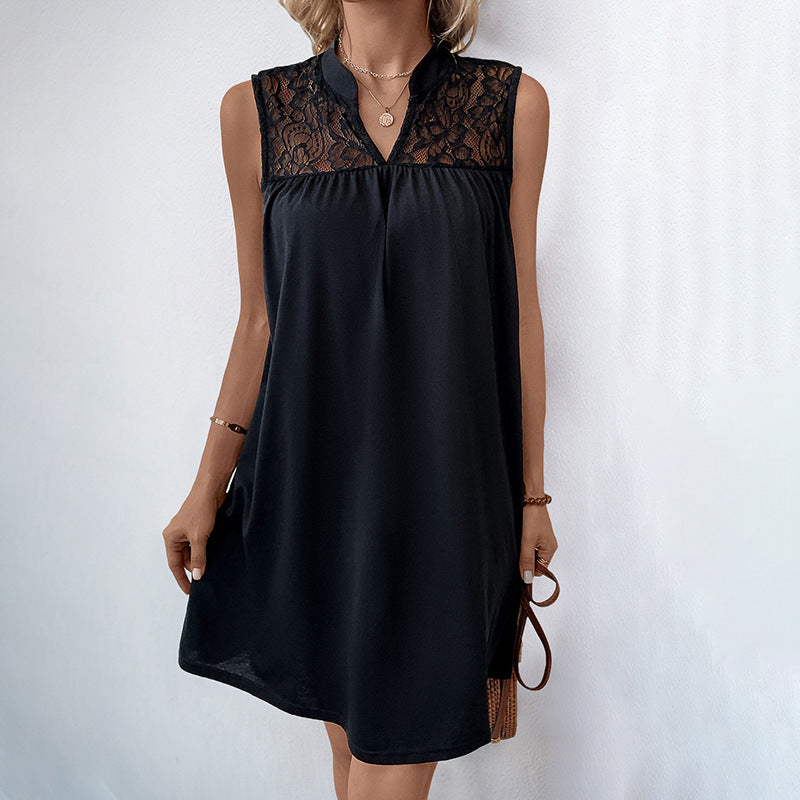 Damen Ärmelloses Kleid Spitzenoberteil Elegantes Design - Eveloria