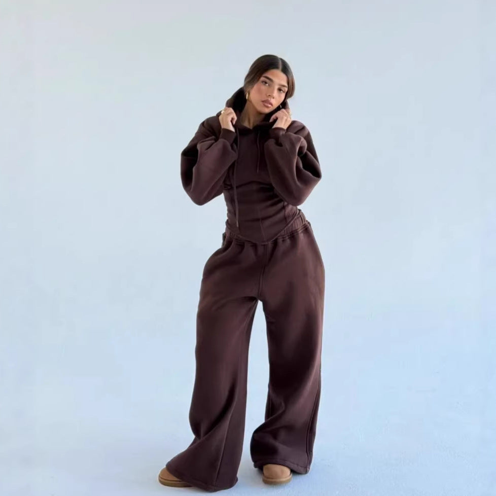 Damen Oversized Hoodie Lässig Weite Bund Grau Eveloria