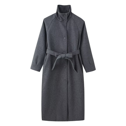 Damen Übergangsjacke Hochgeschlossener Kragen Taillengürtel Eveloria