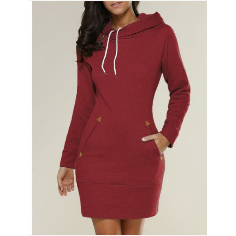 Damen Kapuzenkleid mit Seitentaschen Trenddesign Eveloria