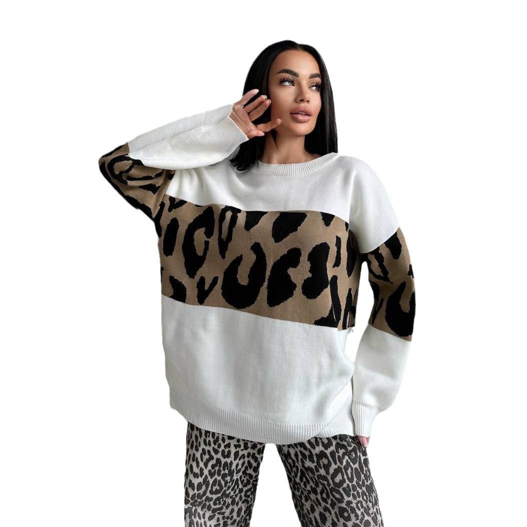 Damen Leopardenmuster Pullover Eveloria