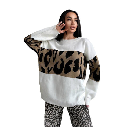 Damen Leopardenmuster Pullover Eveloria