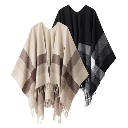 Damen Poncho Kuschelig Muster Eveloria - Eveloria