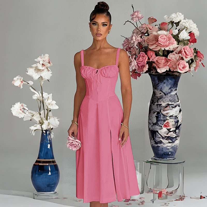 Damen Midi-Kleid V-Ausschnitt Taillenbetonung Eveloria
