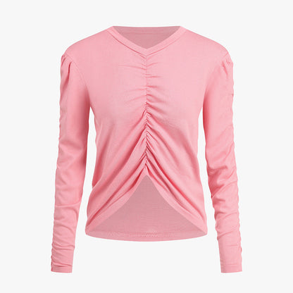 Damen Longsleeve-Oberteil Figurbetont Raffung Eveloria
