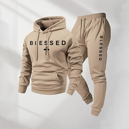Damen Jogginganzug Sweatshirt und Hose mit Schriftzug und Taschen