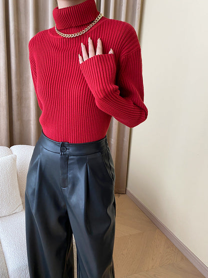 Damen Rollkragenpullover Ribbstrick Eveloria