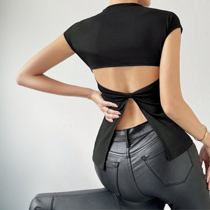 Damen Kurzarm-T-Shirt Enge Passform Figurschmeichelnd Eveloria