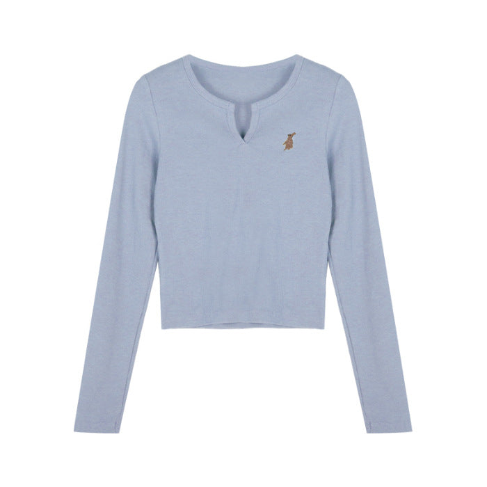 Damen Cropped Langarmshirt aus Baumwolle Eveloria