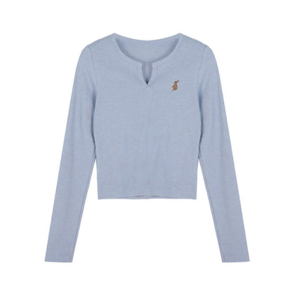 Damen Cropped Langarmshirt aus Baumwolle Eveloria