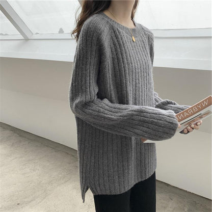 Damen Rippenstrickpullover Eveloria Gemütlich