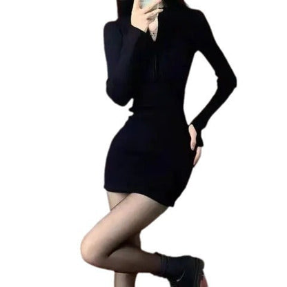 Damen Minikleid Figurbetont Rippstruktur Eveloria
