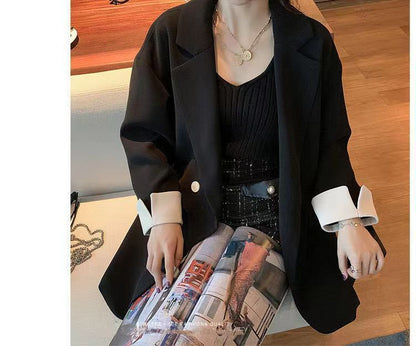 Damen Langarmjacke Kontrastärmel Eveloria