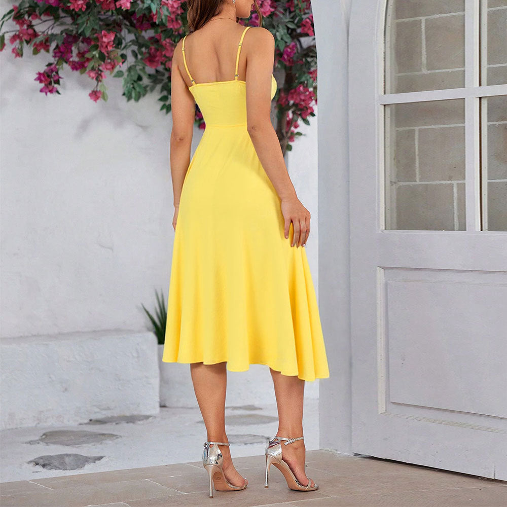 Damen Maxikleid mit verstellbaren Trägern und Taillenzug