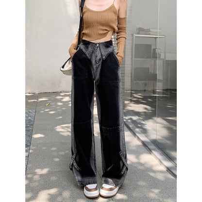 Damen Weite Jeans Mit Seitenschlitzen Eveloria - Eveloria