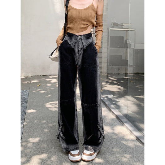 Damen Weite Jeans Mit Seitenschlitzen Eveloria - Eveloria