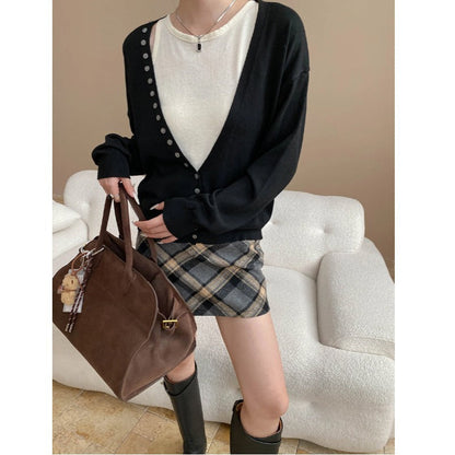 Damen Langarm-Cardigan mit Knöpfen Eveloria