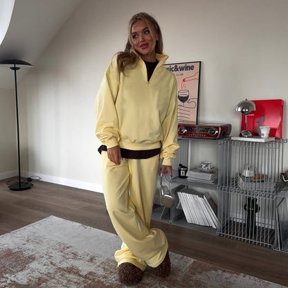 Damen Fleece Zip Hoodie Bequem Lässiger Schnitt Weite Ärmel Grau