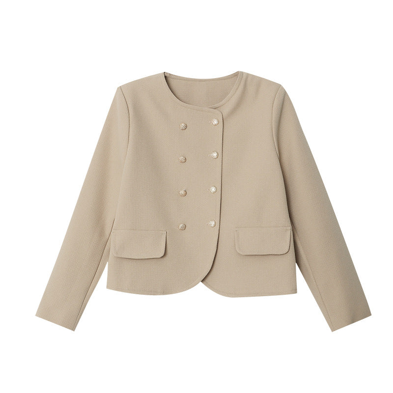 Damen Bouclé-Jacke Doppelknopfverschluss Eveloria