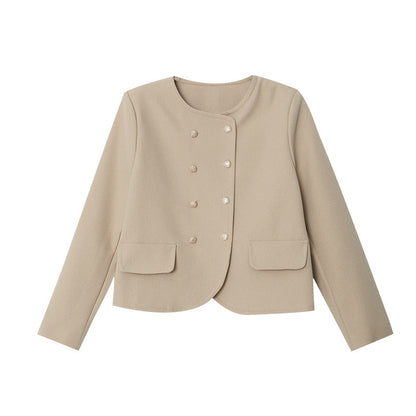 Damen Bouclé-Jacke Doppelknopfverschluss Eveloria