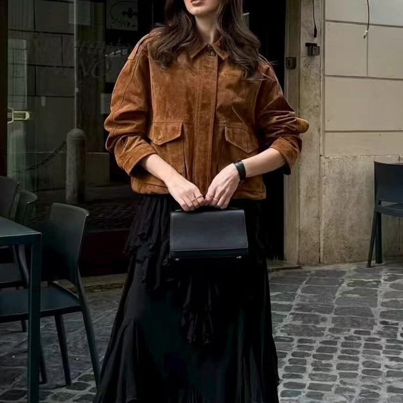 Damenleichtjacke Oversized Schnitt mit Taschen Schwarz Eveloria - Eveloria