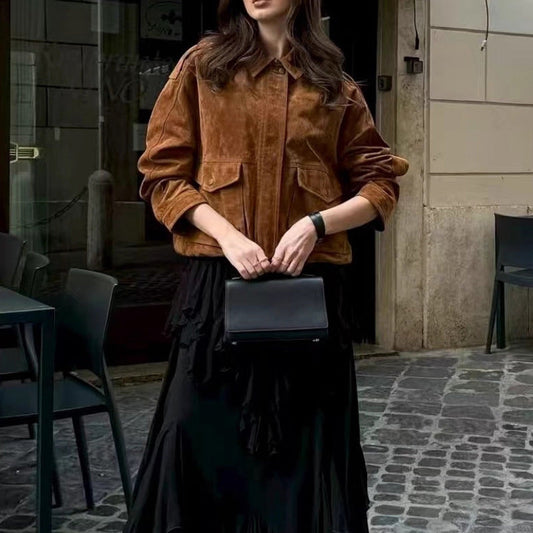 Damenleichtjacke Oversized Schnitt mit Taschen Schwarz Eveloria - Eveloria