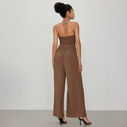 Damen Jumpsuit V-Ausschnitt Lockerer Schnitt Eveloria