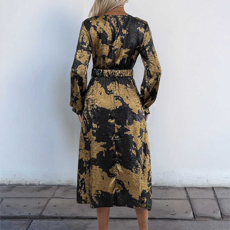 Damen Wickelkleid Elegantes Muster Taillierbarer Gürtel