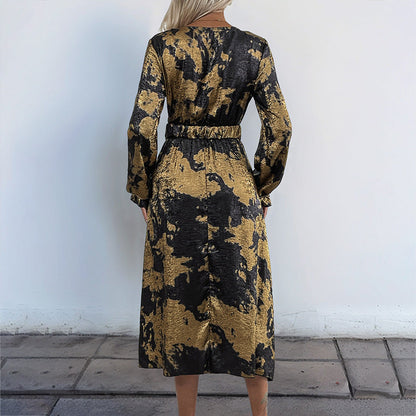 Damen Wickelkleid Elegantes Muster Taillierbarer Gürtel