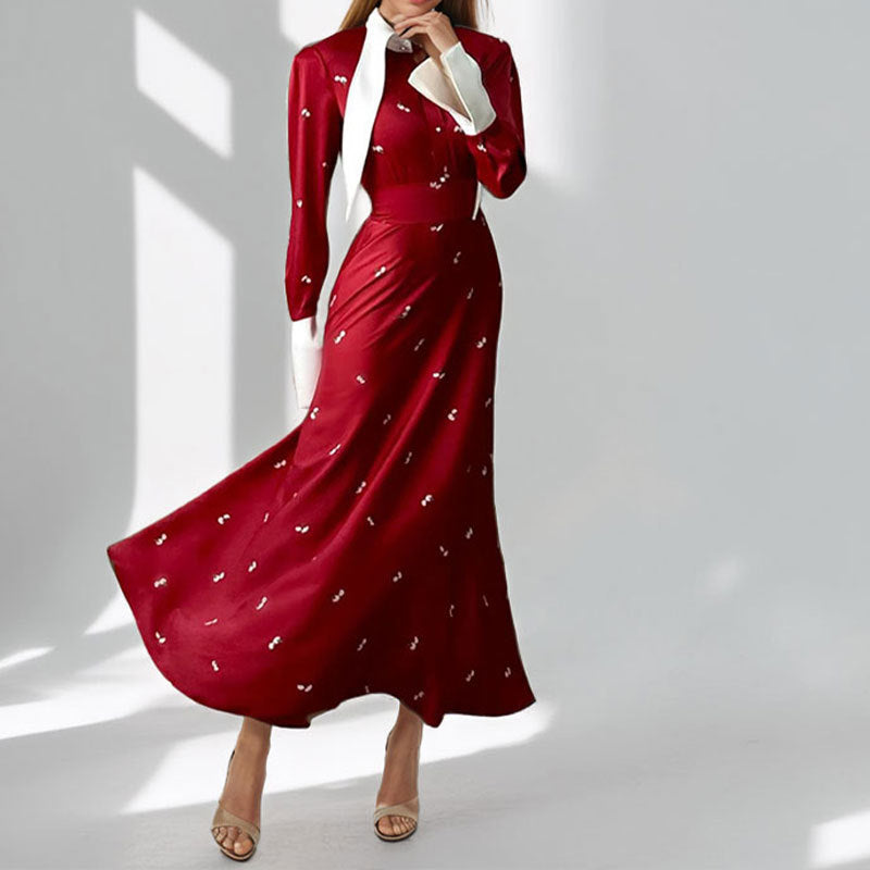 Damen Maxikleid mit Drapierung und langen Ärmeln Eveloria