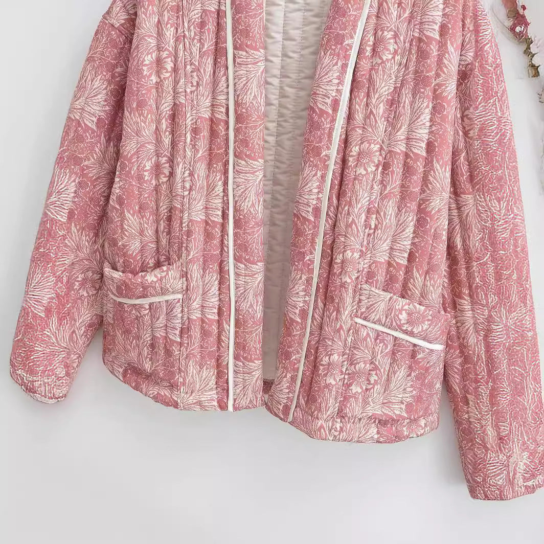 Damen Steppjacke Floralmuster Eveloria