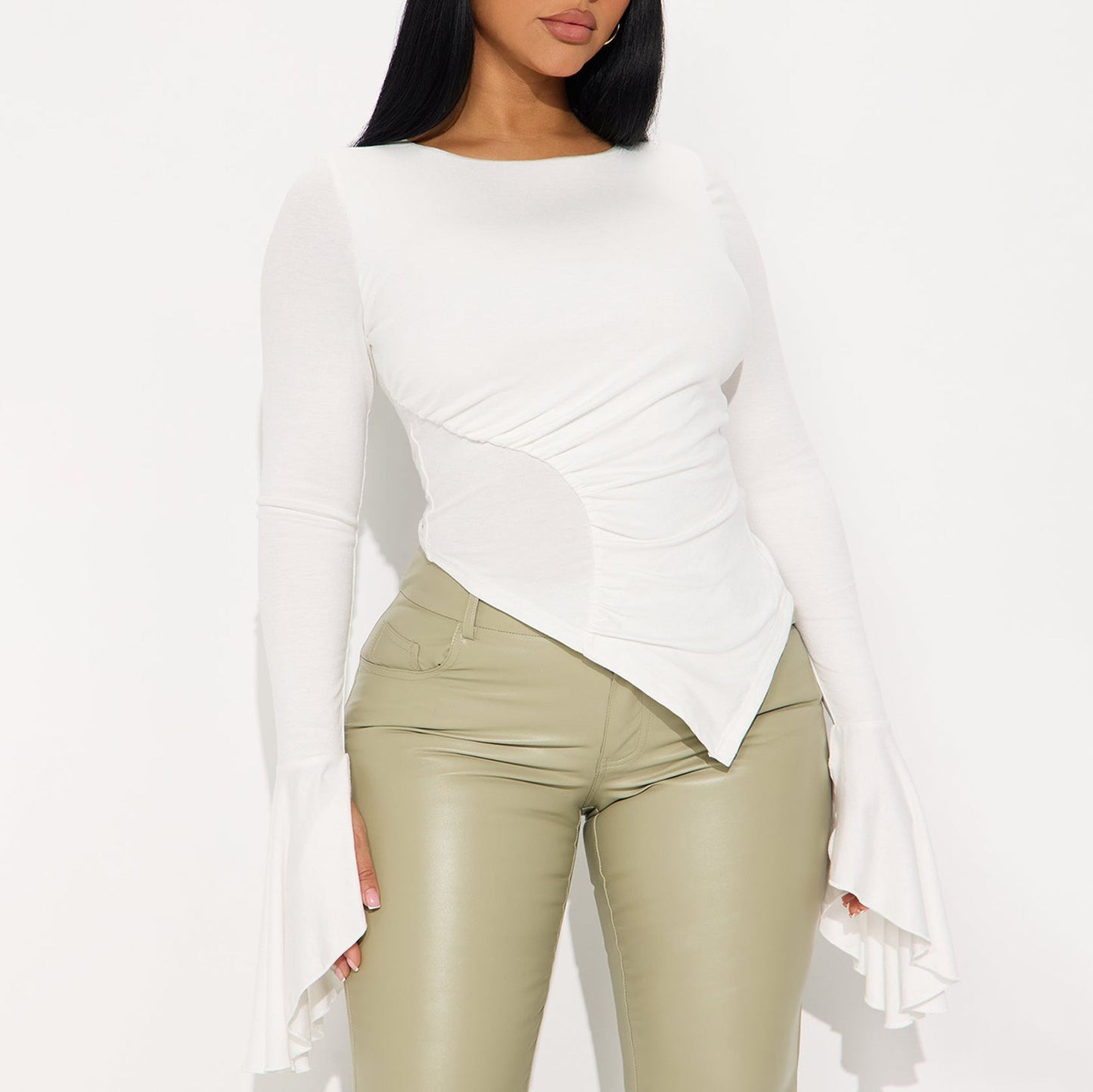 Damen Asymmetrisches Shirt mit Volants
