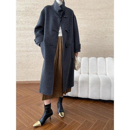 Damen Duffle-Coat Lang Weiches Material Eveloria