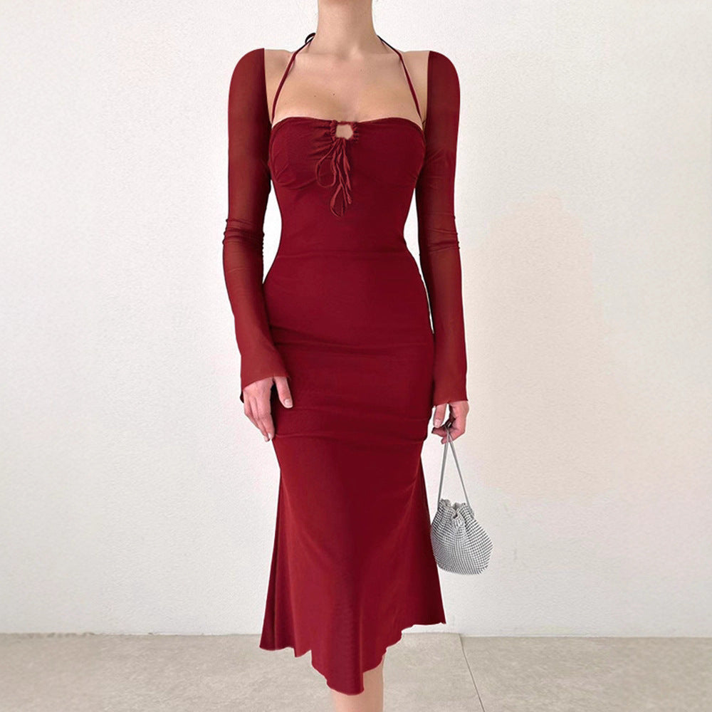 Damenkleid Figurbetont mit schmalen Trägern und Flügelärmeln Eveloria - Eveloria