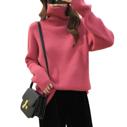 Damen Rollkragenpullover Feinrippstrick Warm Eveloria