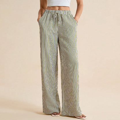 Damen Streifenhose Weit Elastischer Bund Eveloria