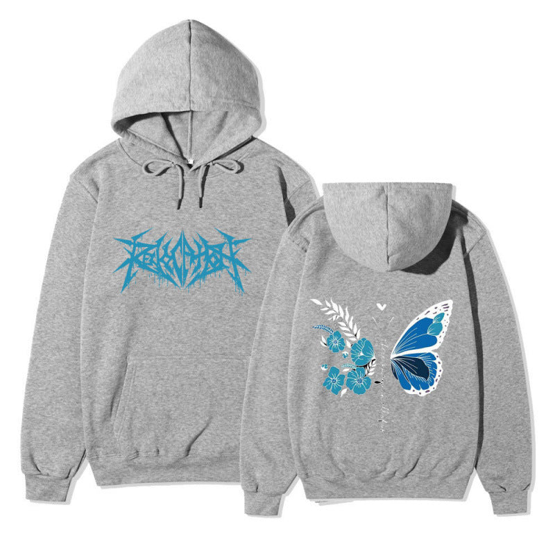 Damen Kapuzenpullover Schmetterlings-Blumen-Motiv