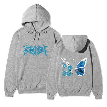 Damen Kapuzenpullover Schmetterlings-Blumen-Motiv