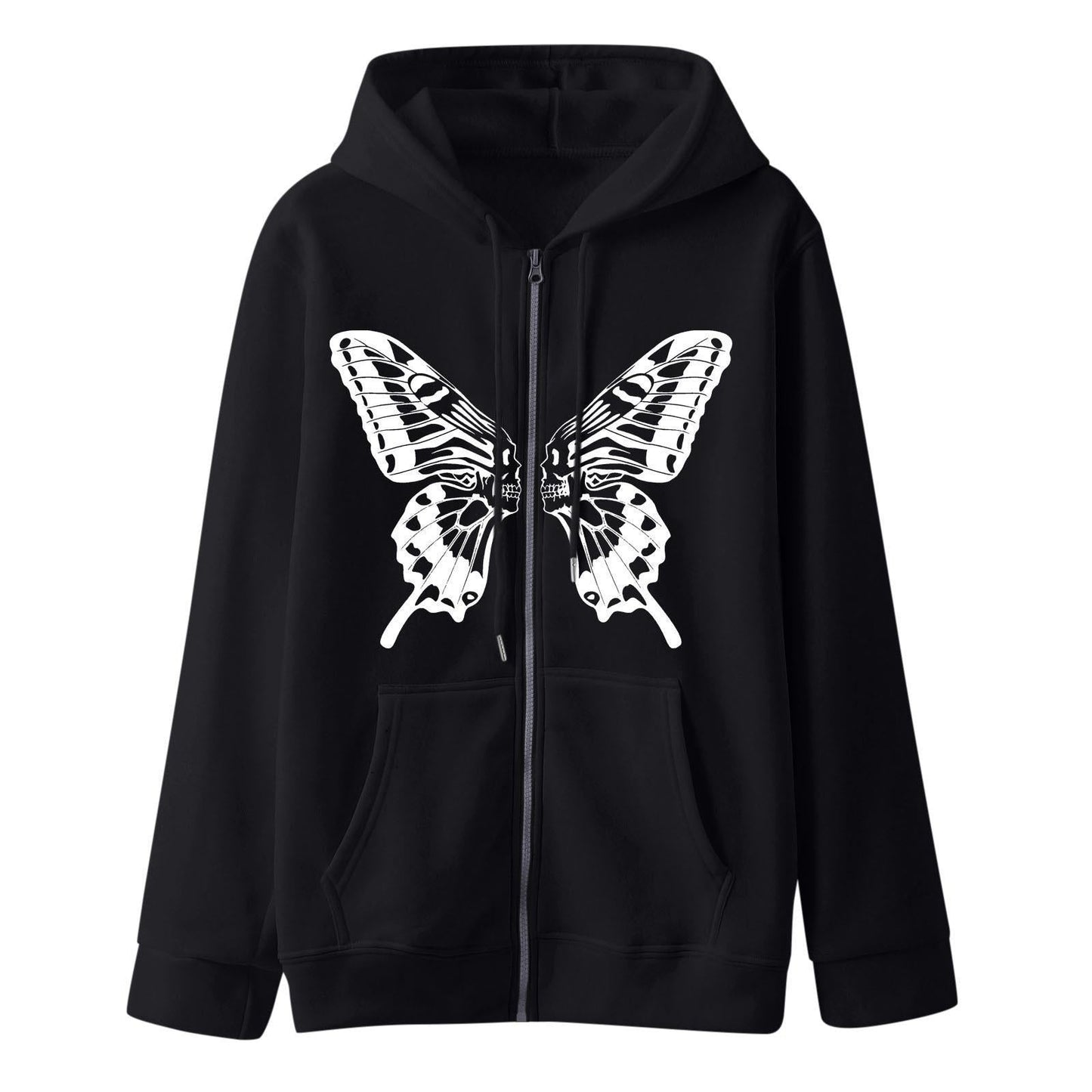 Damen Sweatjacke Kapuzenpullover Schmetterlingsdruck Eveloria