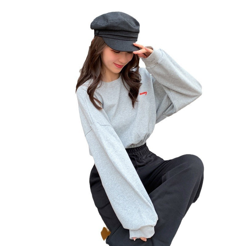 Damen Cropped Pullover Hochgeschlossener Kragen Eveloria