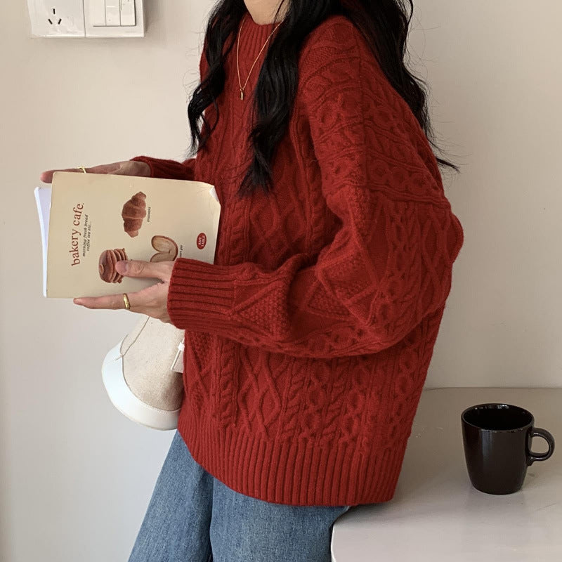 Damen Grobstrickpullover Strukturiertes Muster Eveloria - Eveloria