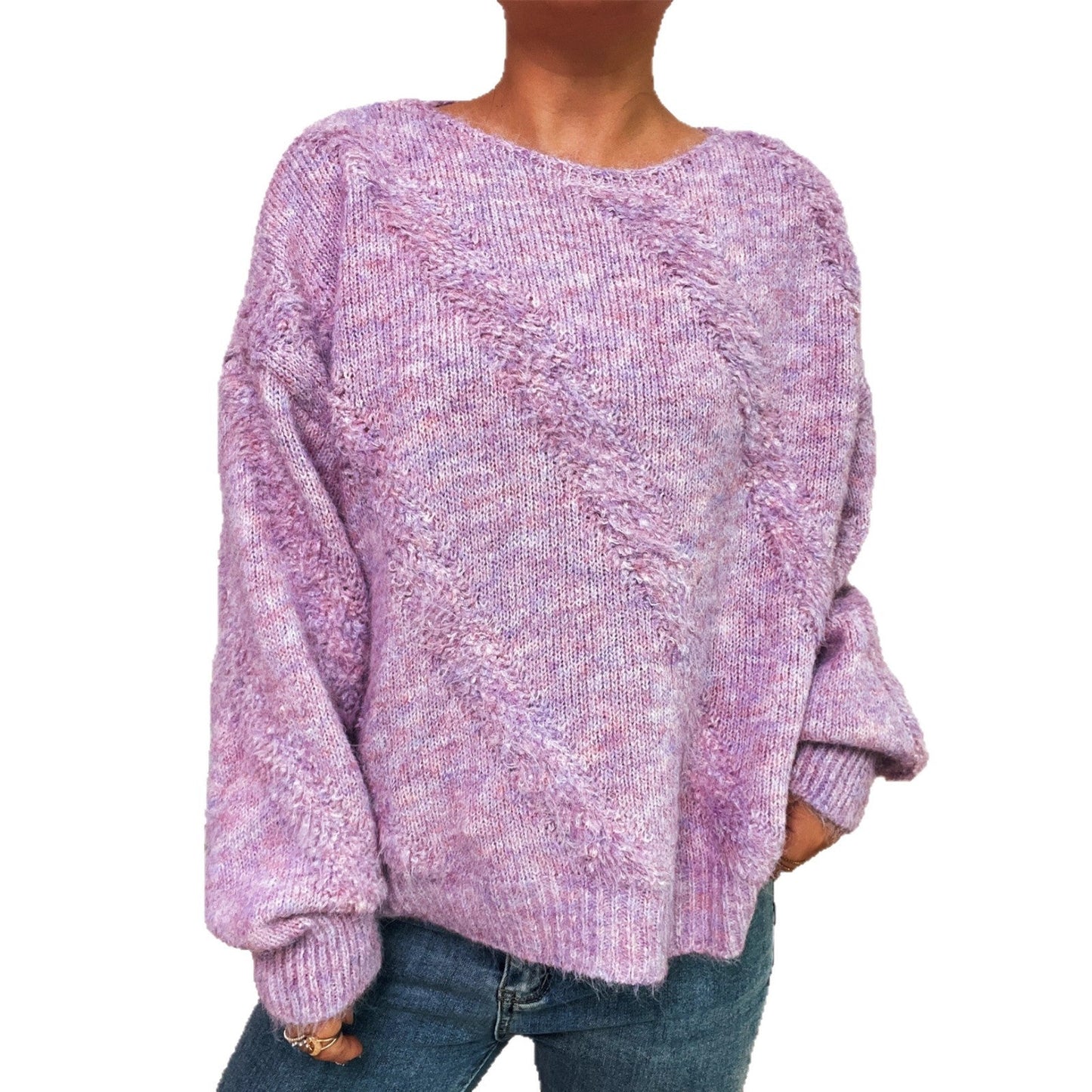 Damen Pullover Diagonales Strukturdesign Eveloria