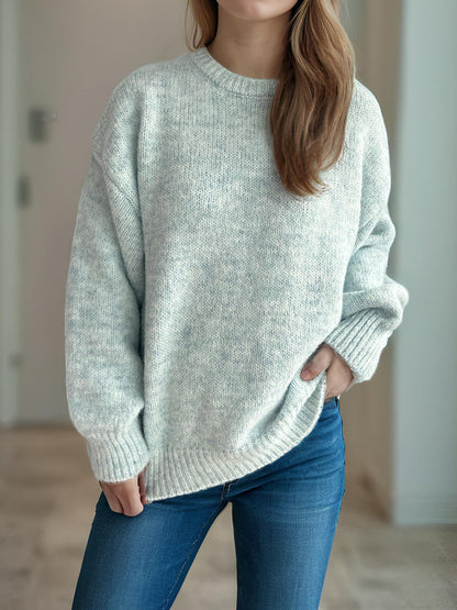 Damen Grobstrickpullover Moderner Schnitt Weite Ärmel